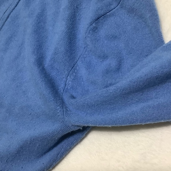 L.L. Bean 100% Cashmere Full-zip Sweater Sz Large Sky Blue - Picture 7 of 10